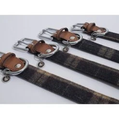 Rosewood Luxury Leather Collar Tweed Check 3/4"