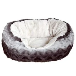 Rosewood 40 Winks Snuggle Oval Plush Grey & Cream Dog Bed