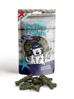 6 X Mr Johnson's Dog Gone Fishin' White Fish With Kelp Crunchies Dog Treats 75g