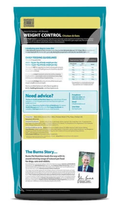 Burns Weight Control Chicken And Oats Dog Food -Dog Featured Sales Weight Control 12kg reverse