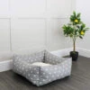 Lords & Labradors Cotton Box Bed For Dogs Grey Spot -Dog Featured Sales box bed for dogs spots stripes collection grey spot lifestyle side