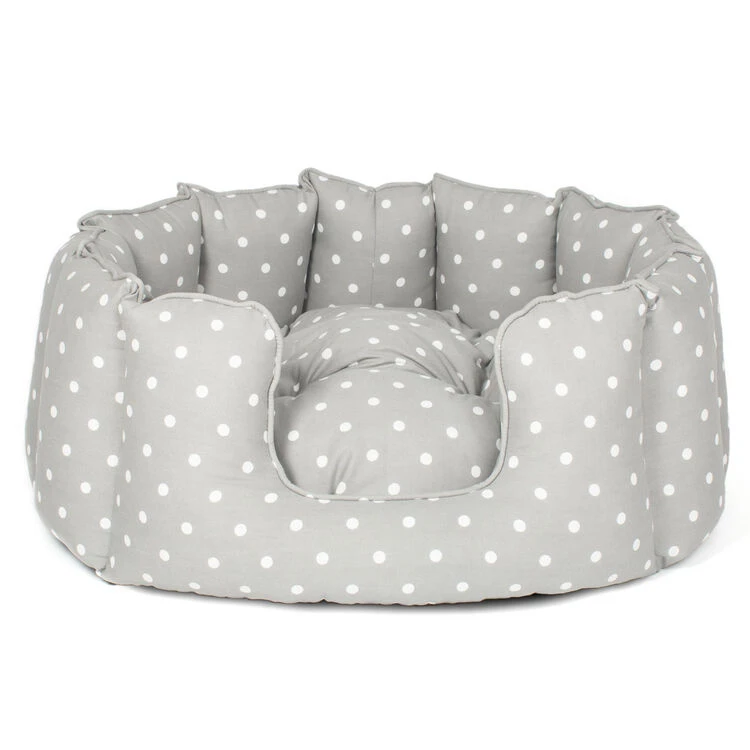 Lords & Labradors High Sided Cotton Dog Bed Grey Spot 3 Lords & Labradors High Sided Cotton Dog Bed Grey Spot