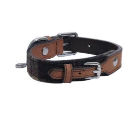 Rosewood Luxury Leather Collar Tweed Check 3/4" -Dog Featured Sales tweed check